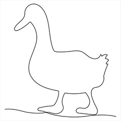 Continuous single line art drawing of pet animal duck concept single line draw vector style illustration