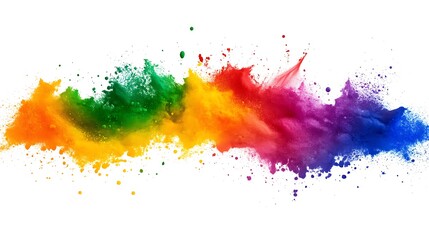 Fototapeta premium Colorful powder explosion, rainbow colors on white background.