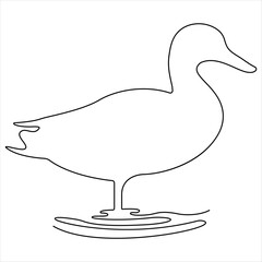 Continuous single line art drawing of pet animal duck concept single line draw vector style illustration