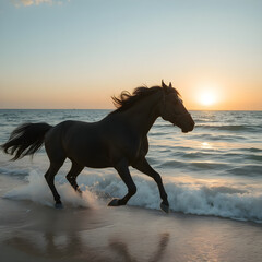 Horse in sundown 