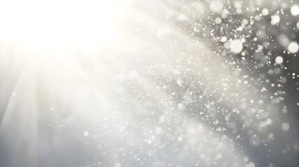 Fototapeta premium Floating Dust Particles Drifting Through Soft Sunlit Atmosphere Against White Background