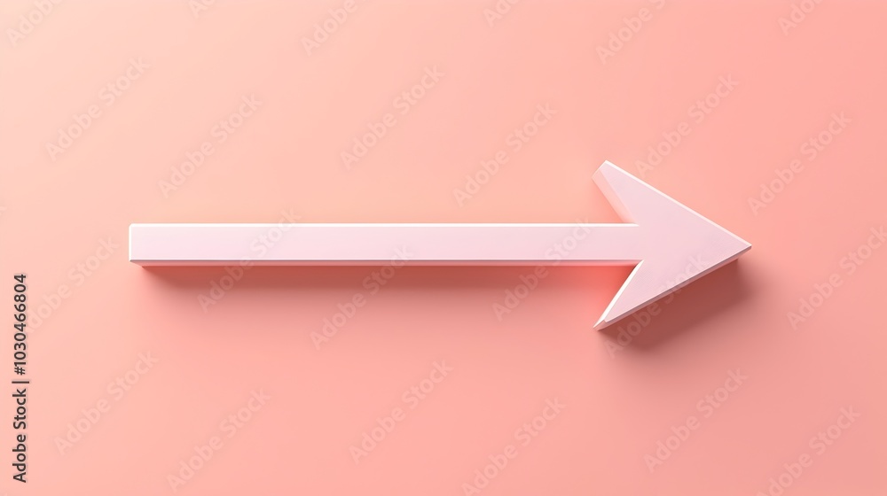 Poster minimalist floating arrow symbol on soft peach background