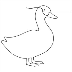 Continuous single line art drawing of pet animal duck concept single line draw vector style illustration