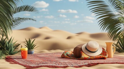 Fototapeta premium Traditional Arabic Summer Landscape with Cultural Accessories Generative AI