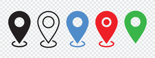 Map Pin and Location Marker Icon Set in Flat Style