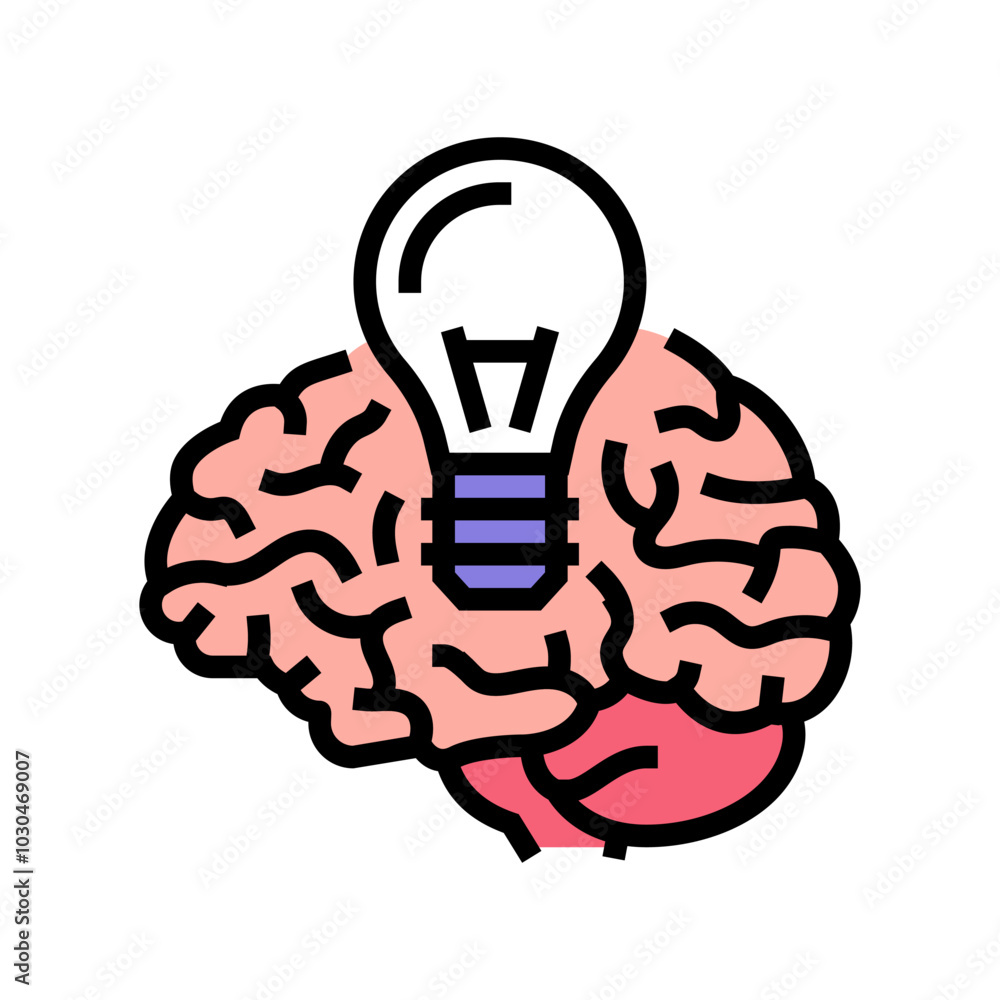 Poster lightbulb brainstorm color icon vector. lightbulb brainstorm sign. isolated symbol illustration