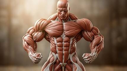 Muscular Man Anatomy Bodybuilder Fitness Strength Training