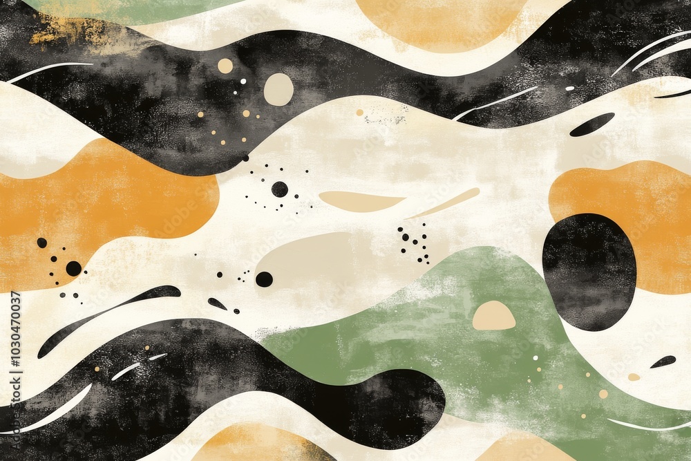 Poster abstract flowing pattern in earthy tones symbolizing movement fluidity and nature in a modern organi