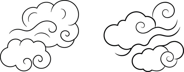 Two Hand-Drawn Chinese Cloud Designs