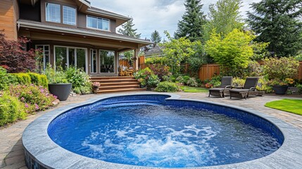 Backyard Oasis with Pool  Hot Tub and Patio Furniture