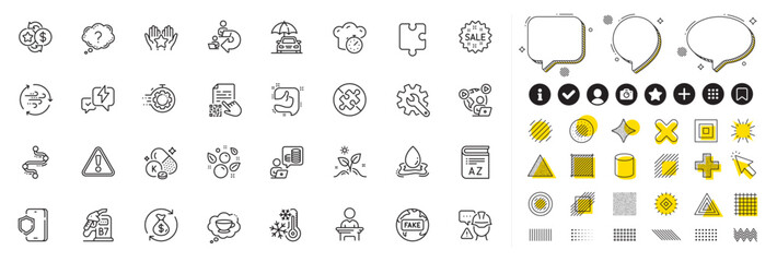 Set of No puzzle, Puzzle and Video conference line icons for web app. Design elements, Social media icons. Wind energy, Water splash, Ranking icons. Vector