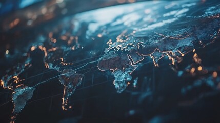 Obraz premium Global Network Map Connected World Digital Technology Data Visualization