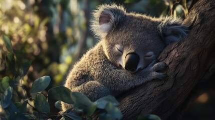 Fototapeta premium Koala in Extremely Detailed Photorealistic Environment for AR and VR Applications Generative AI