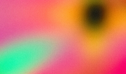 Vibrant colors grainy gradient background, pink orange green abstract noise texture backdrop design with glowing colors flow shaped, bright, noise effect, copy space.