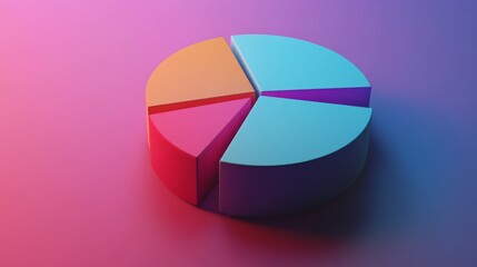 Obraz premium Colorful 3D Pie Chart on Gradient Background