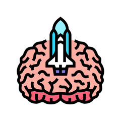 rocket brainstorm color icon vector. rocket brainstorm sign. isolated symbol illustration