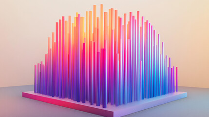Abstract Colorful Gradient Columns 3D Render   Modern Geometric Design