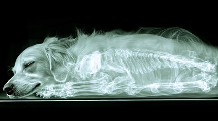 X ray Image of a Dog Sleeping on Its Side