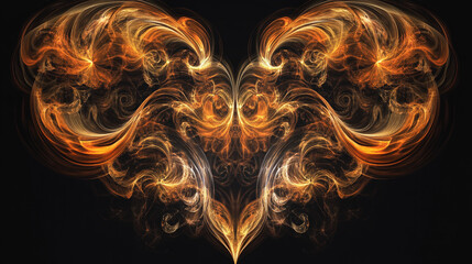 Abstract Flame Design   Swirling Gold and Orange Fractal Art