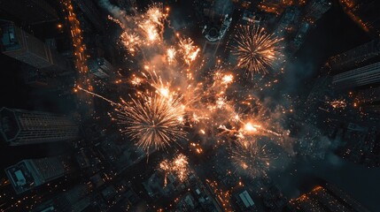 A stunning mockup showcasing fireworks exploding in intricate patterns over a cityscape