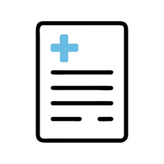 Fototapeta premium Icon of a document with a medical cross, representing medical records or certifications