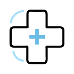 Fototapeta premium Minimalist icon of a medical cross with curved edges, symbolizing healthcare and medicine