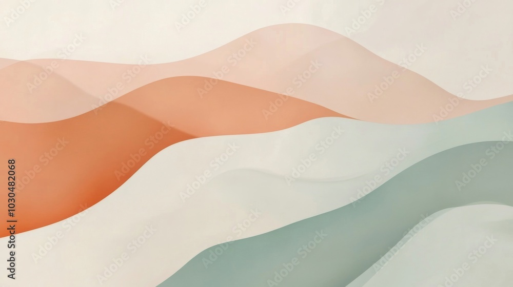 Aufkleber soft abstract waves in muted colors