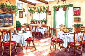 Cozy Italian Restaurant Ambiance at Night