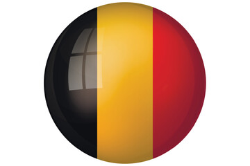 Flag of Belgium. Belgian national symbol in official colors. Template icon. Abstract vector background. Round glass light ball, 3D big bubble, sphere