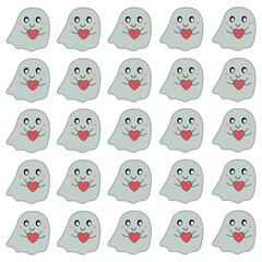 Fototapeta premium HALLOWEEN RETRO GHOSTS DESIGN PATTERN TEXTURE WALLART