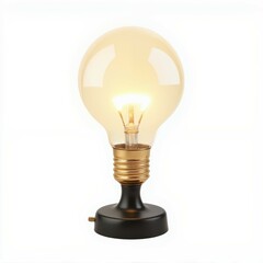 Obraz premium A stylish table lamp with a round bulb design, emitting a warm glow, perfect for adding a cozy atmosphere to any space.