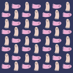 HALLOWEEN RETRO GHOSTS DESIGN PATTERN TEXTURE WALLART