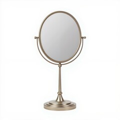 A stylish tabletop mirror with an elegant metallic frame, perfect for enhancing vanity setups and personal grooming.
