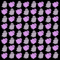 HALLOWEEN RETRO GHOSTS DESIGN PATTERN TEXTURE WALLART