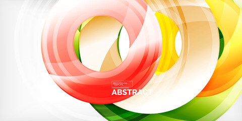 Bright colorful circles with light effects. Abstract background