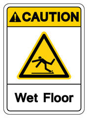 Caution Wet Floor Symbol Sign,Vector Illustration, Isolate On White Background Label. EPS10