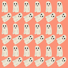 HALLOWEEN RETRO GHOSTS DESIGN PATTERN TEXTURE WALLART