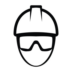 Worker Icon with Helmet and Safety Goggles Design