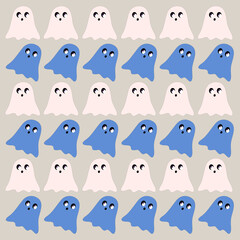 HALLOWEEN RETRO GHOSTS DESIGN PATTERN TEXTURE WALLART