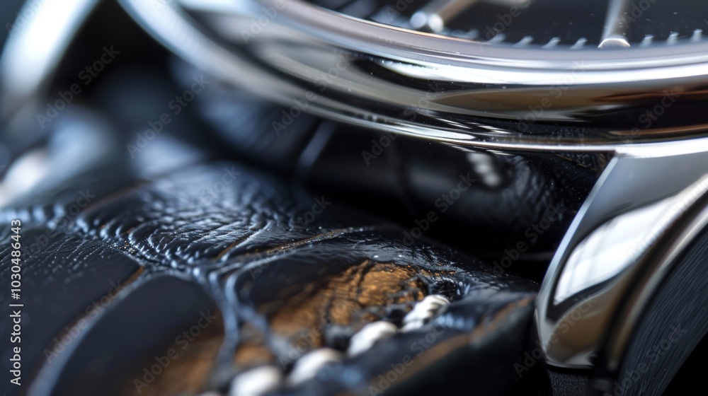 Poster a detailed image of a leather watch s showcases the smooth and finegrained texture of the material. 