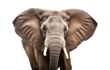 Obraz premium Close Up of an African Elephants Head Against a White Background