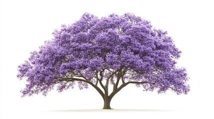 Obraz premium Jacaranda tree showering purple blooms on white backdrop