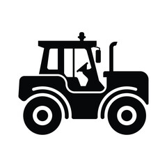 Black and White Tractor Icon for Agriculture Use
