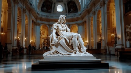 Fototapeta premium Marble Statue of a Woman in a Church Interior