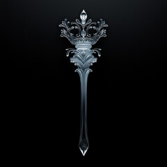 Fototapeta premium Silver Crown Scepter on Black Background
