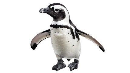 Obraz premium Playful Tuxedo-Wearing Penguin Waddling Forward in High-Contrast Monochrome