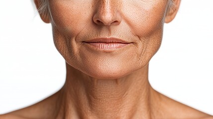 Fototapeta premium Before and After Anti-Aging Treatment on Elderly Woman's Neck Generative AI