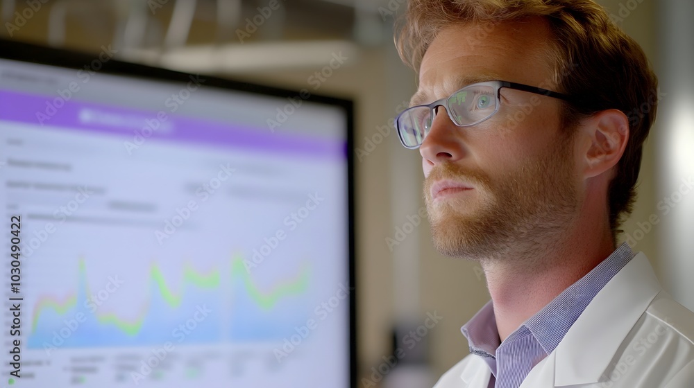 Aufkleber engineer presenting air data on large screen during meeting with visualizations