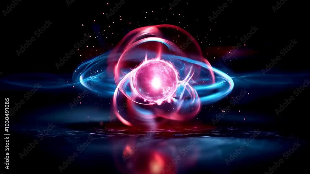 Poster dynamic abstract swirl of atomic energy colorful exploration of light and motion in universe