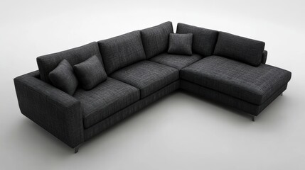 Contemporary L shaped sofa in charcoal black